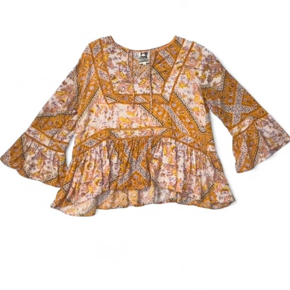 JAASE Anthropologie peasant top bell‎ sleeve Size M 0254